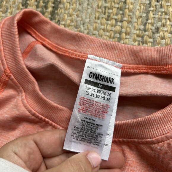 Gymshark Adapt Marl Orange Crop Top Long Sleeve Large Ruched Training Stretch - Picture 7 of 13